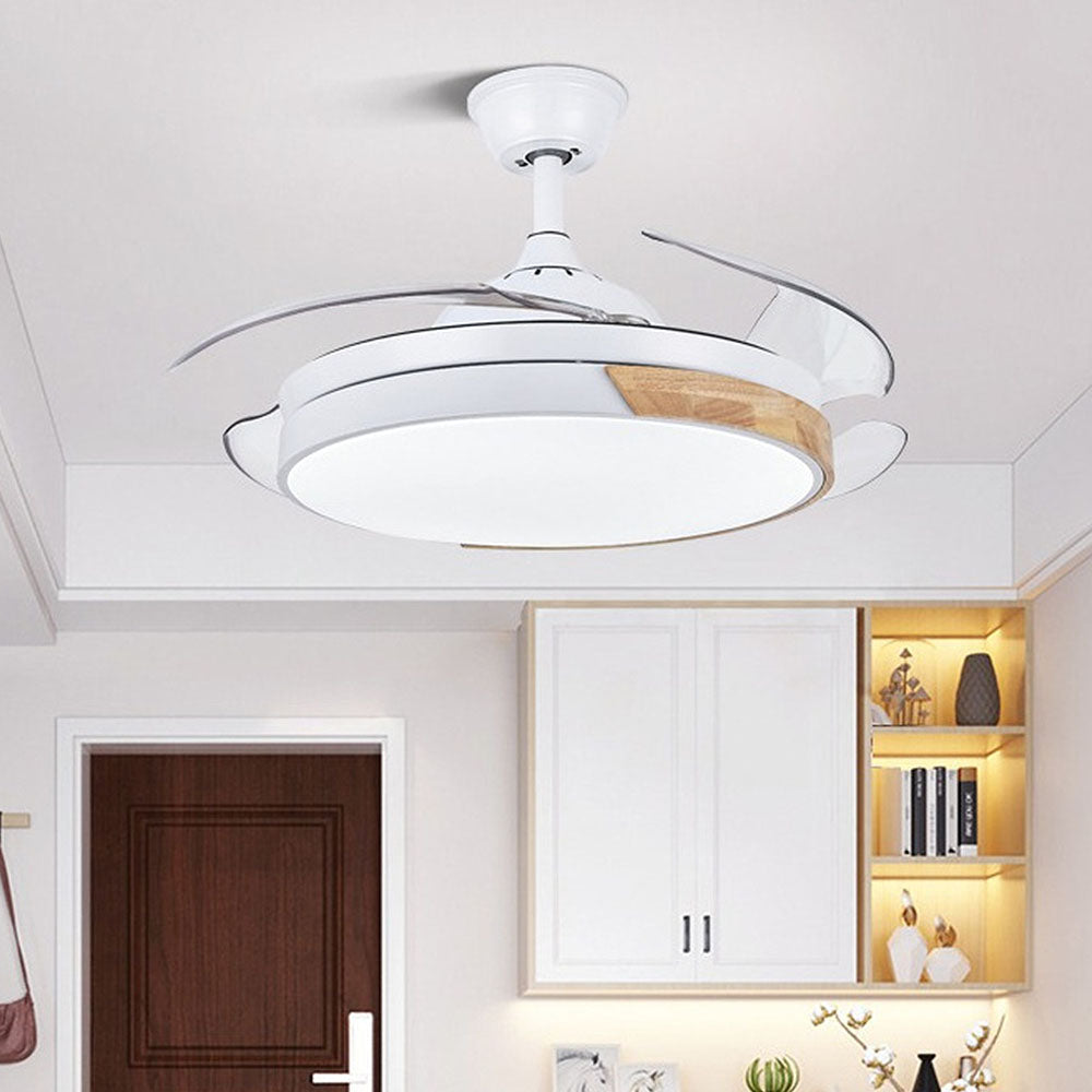 Acrylic Macaron-Inspired Ceiling Fan with Light for Restaurants - Stylish and Functional Lighting Solution