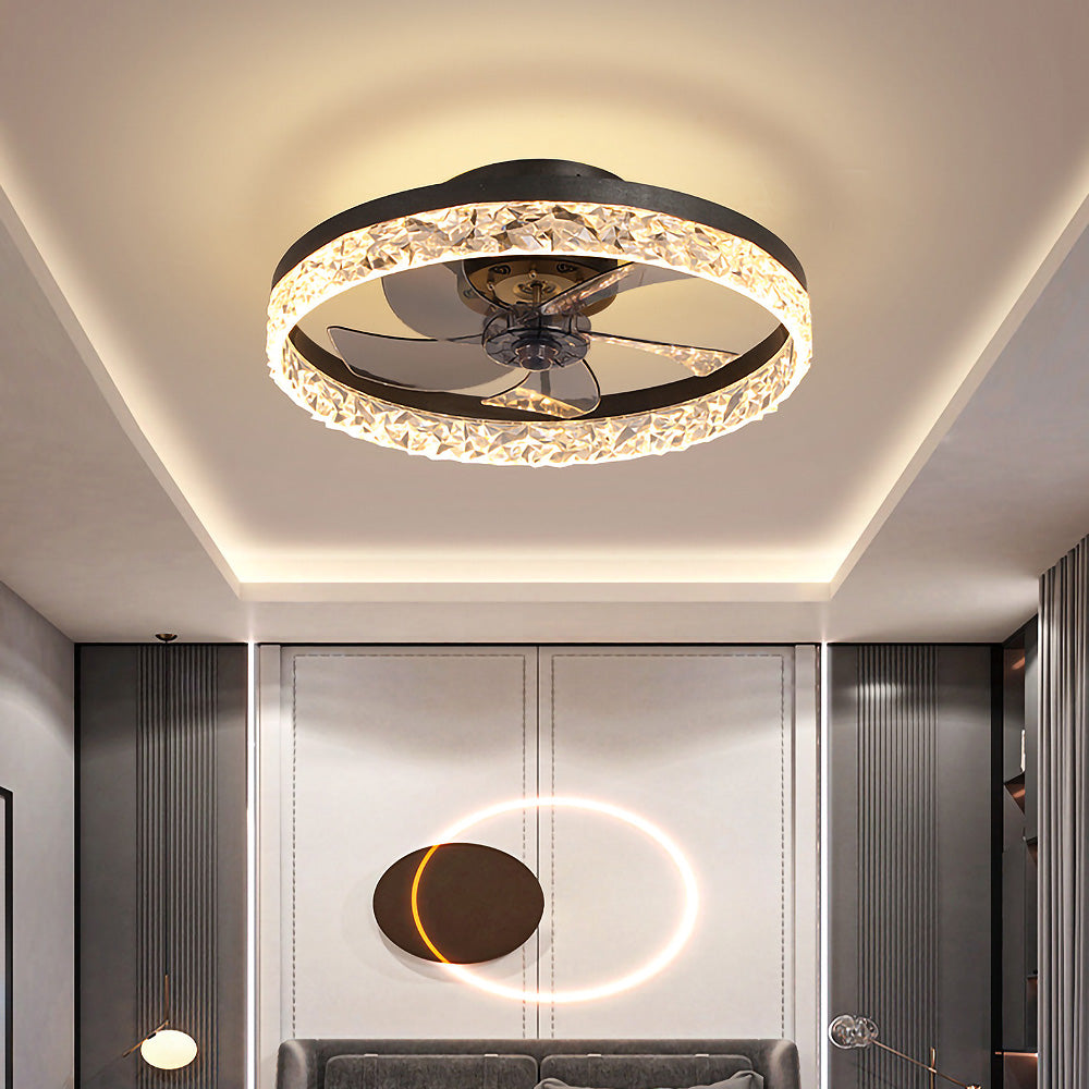 Modern Round Ceiling Fan with LED Light - Stylish Hardware Design for Enhanced Airflow and Illumination in Any Room