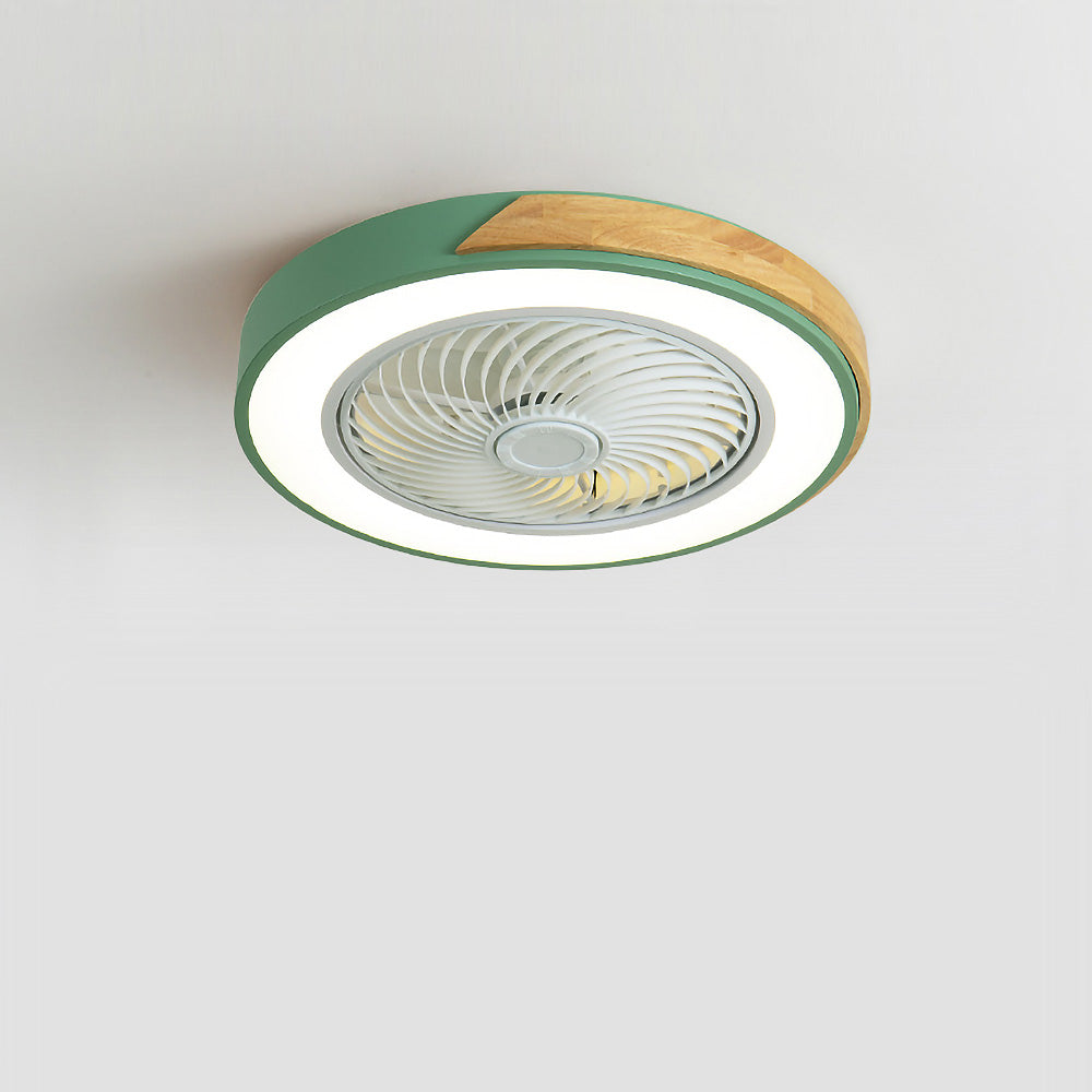 Modern Round Wooden Ceiling Fan with Energy-Efficient LED Lights for Stylish Home Illumination and Air Circulation