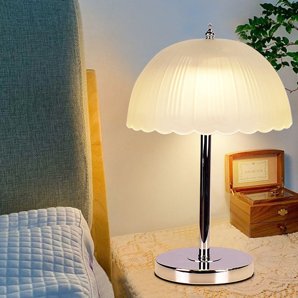 Elegant Modern White Glass Table Lamp for Bedroom - Stylish, Simple Design for Ambient Lighting and Contemporary Decor