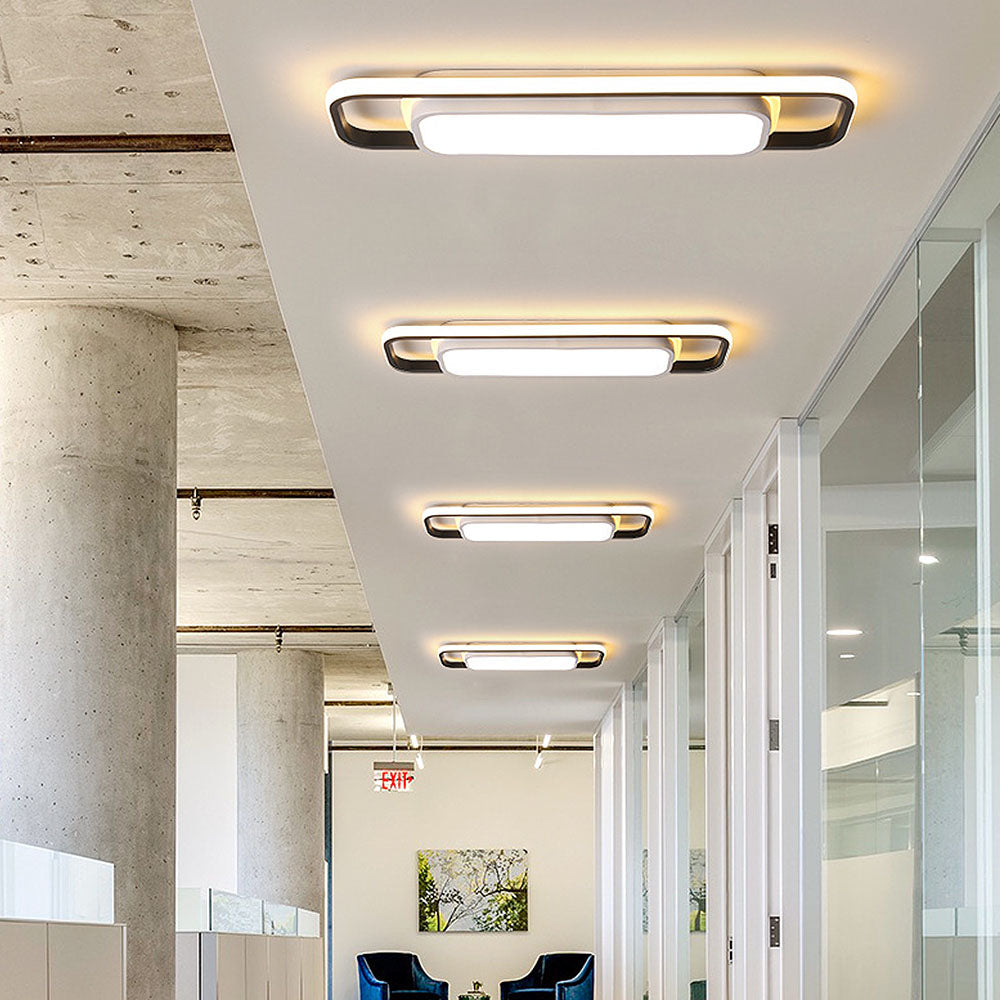 Sleek Black LED Corridor Ceiling Lights - Long, Low Profile Design for Modern Hallways and Spaces, Perfect for Subtle Illumination