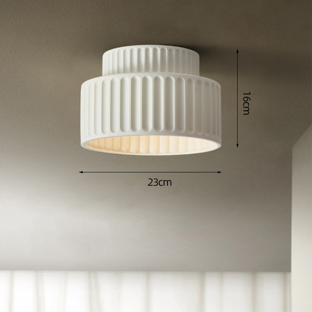 Cream Vintage Drum Semi Flush Ceiling Light Fixture - 1-Light Stylish Illumination for Home Interiors