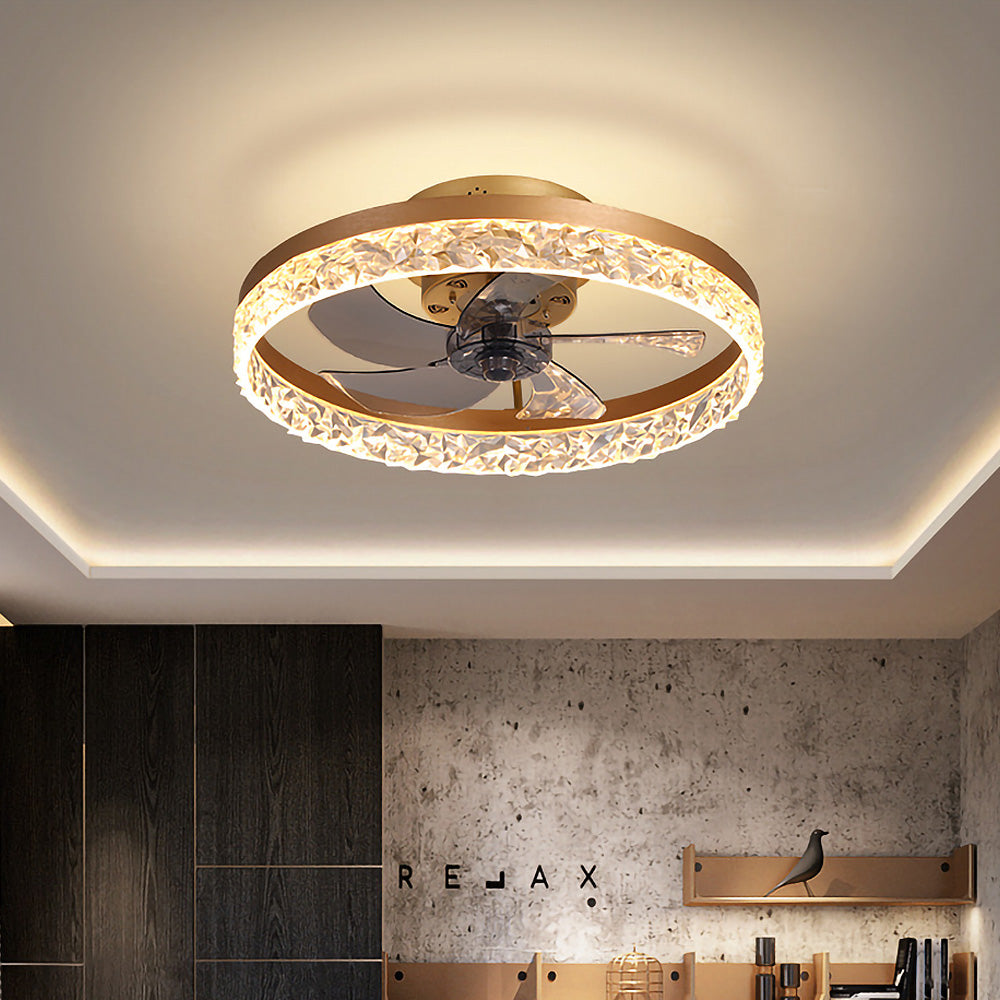 Modern Round Ceiling Fan with LED Light - Stylish Hardware Design for Enhanced Airflow and Illumination in Any Room