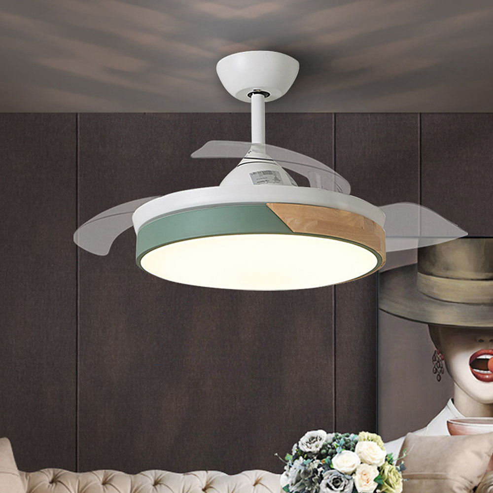 Acrylic Macaron-Inspired Ceiling Fan with Light for Restaurants - Stylish and Functional Lighting Solution