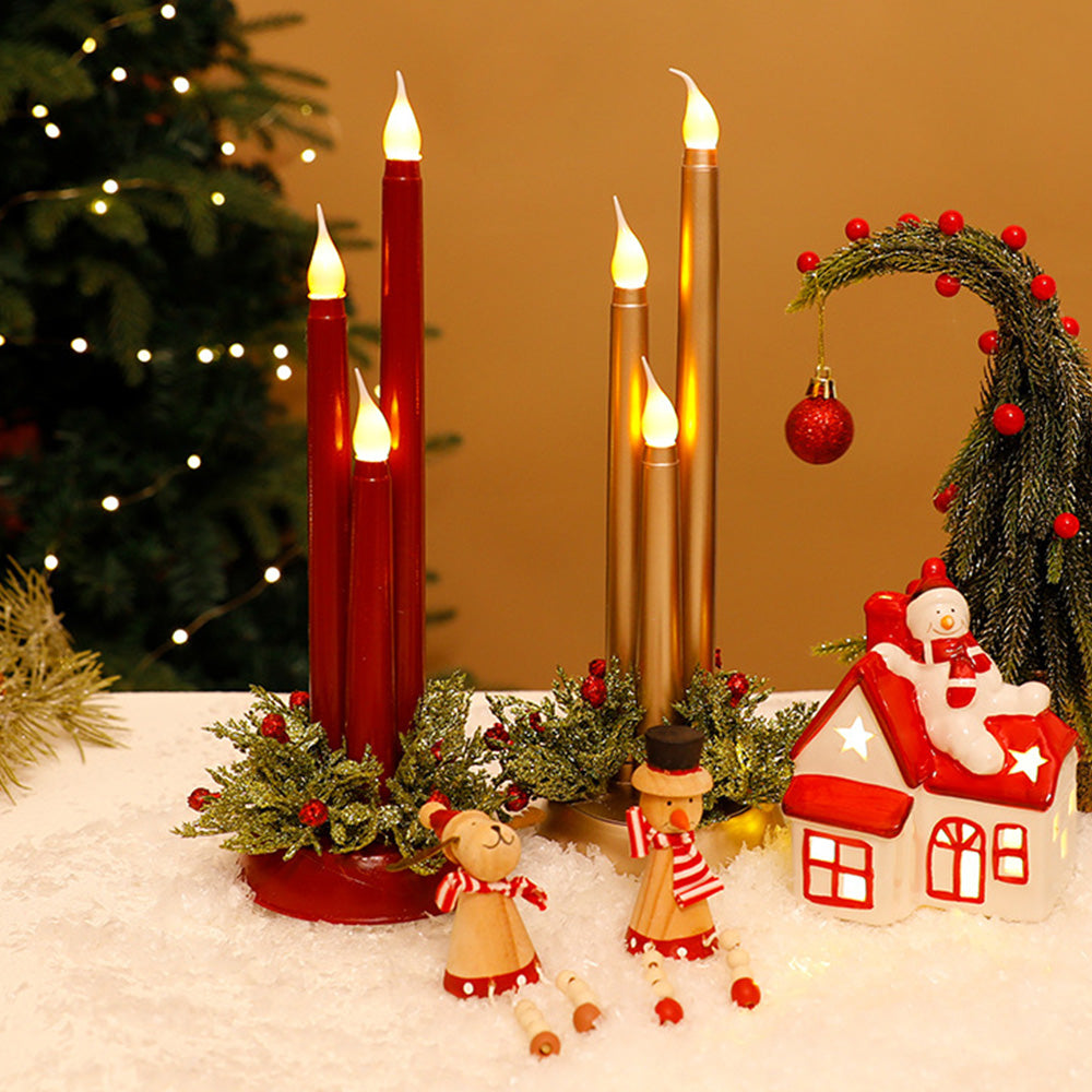 Warm Glow Plastic LED Christmas Candlestick Lights for Festive Home Decoration and Holiday Ambience