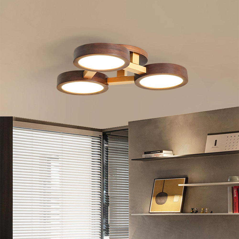 Contemporary Iron Wood LED Ceiling Light for Stylish Bedroom Illumination and Modern Home Decor