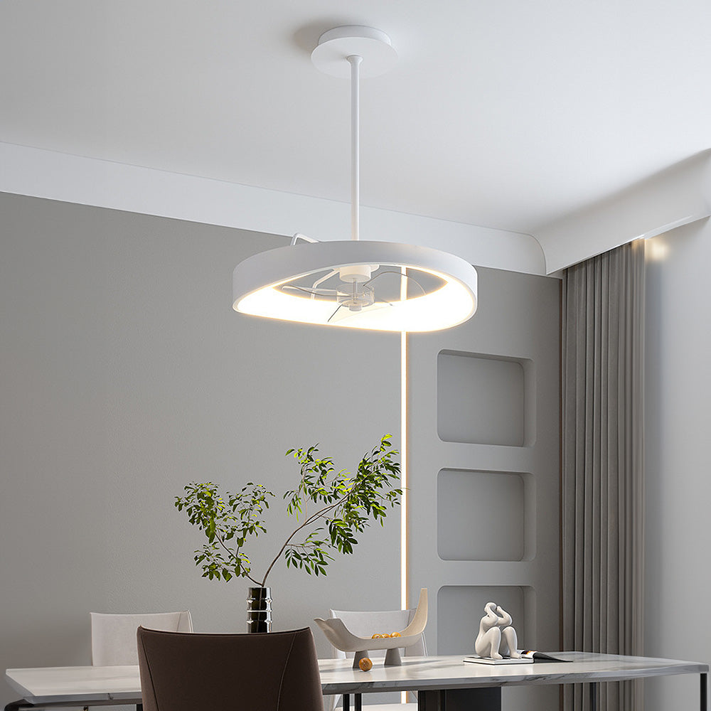 Sleek Minimalist Iron White Ceiling Fan with Integrated Light for Stylish Home Comfort and Modern Décor