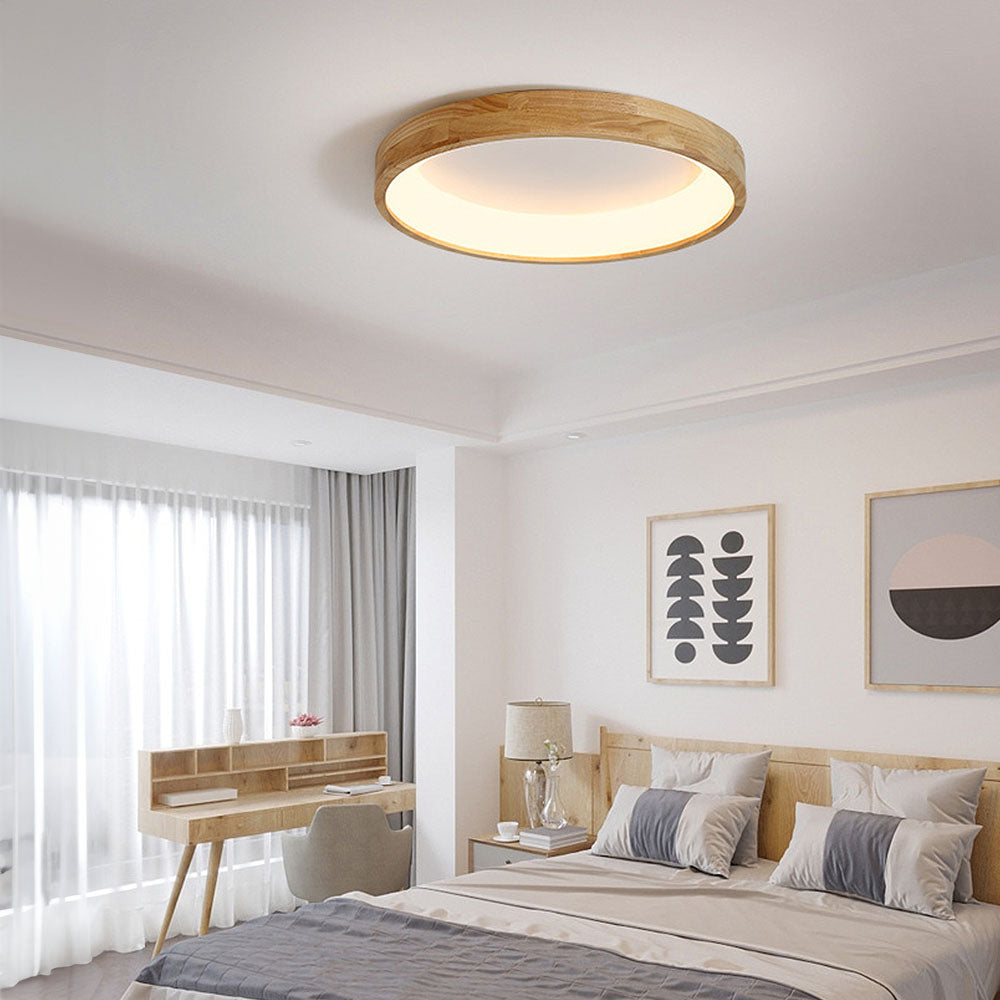 Minimalist Disc Wood LED Ceiling Light for Bedroom – Stylish and Modern Illumination for Contemporary Spaces