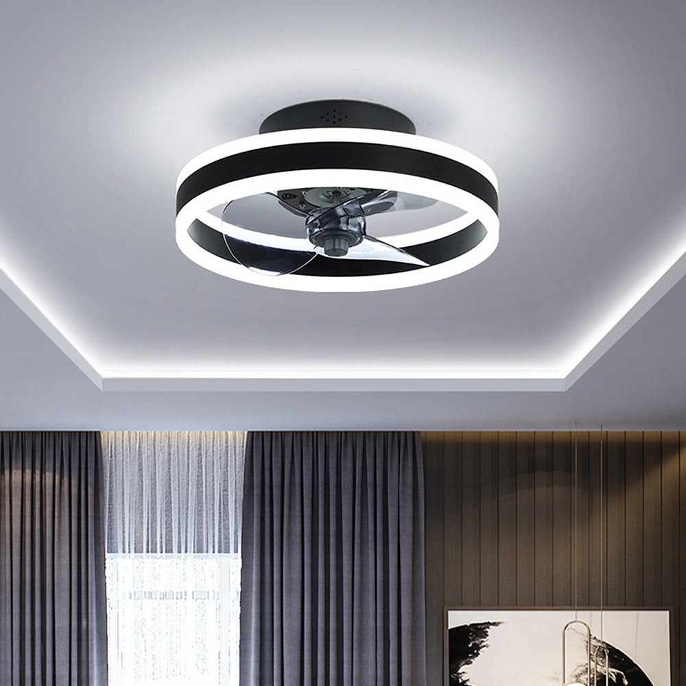 Simple Round Ceiling Fan with LED Light for Bedroom - Stylish and Efficient Home Lighting and Cooling Solution