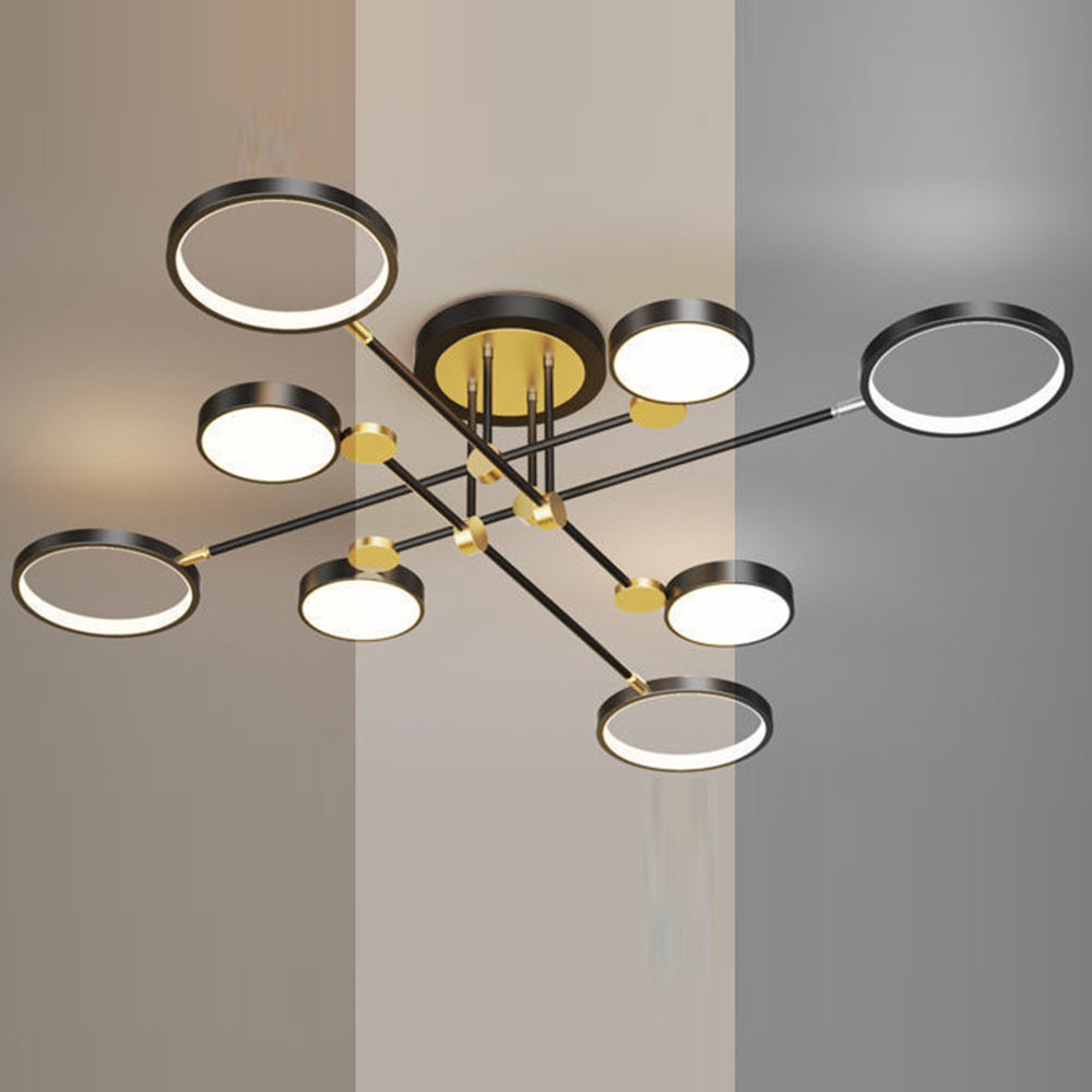 Elegant Multi-Ring LED Ceiling Light in Gold and Black for Stylish Bedroom Illumination and Modern Home Décor