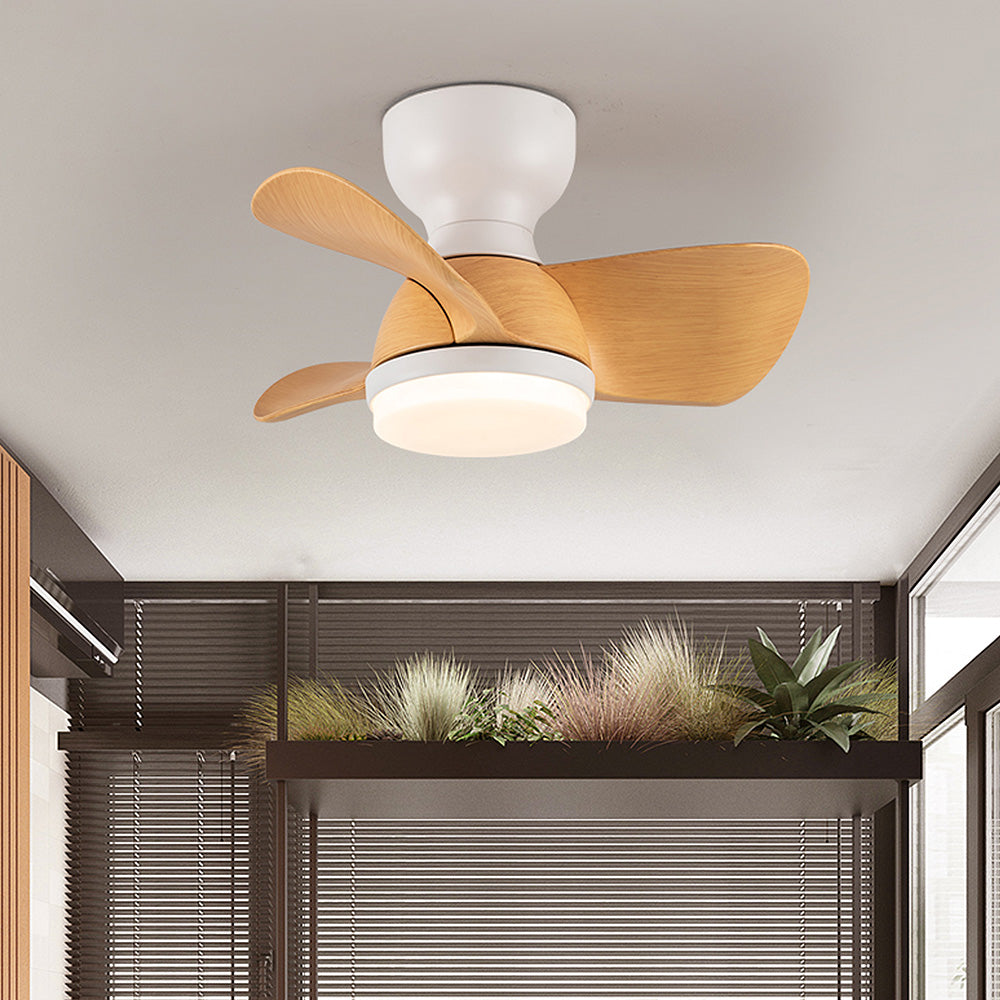 Elegant Wooden Ceiling Fan with LED Light for a Stylish Bedroom Ambience - Simple Design for Modern Living Spaces