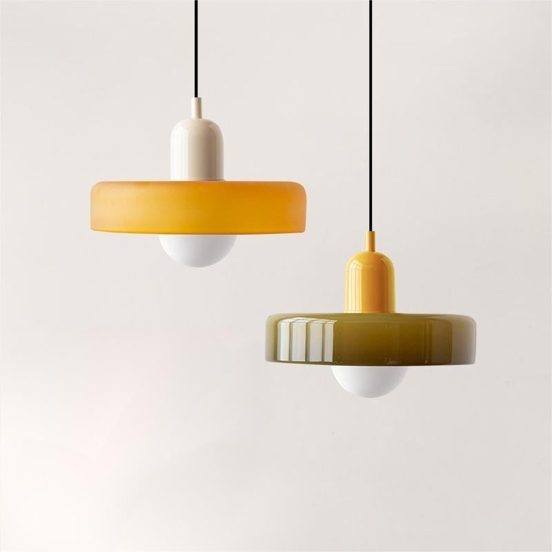 Vibrant Bauhaus Glass Pendant Light for Kitchen Island - Colourful Ceiling Fixture for Modern Home Décor