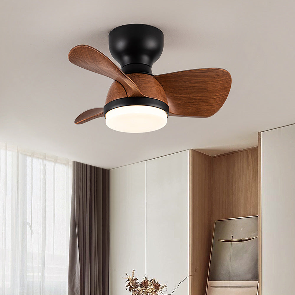 Elegant Wooden Ceiling Fan with LED Light for a Stylish Bedroom Ambience - Simple Design for Modern Living Spaces