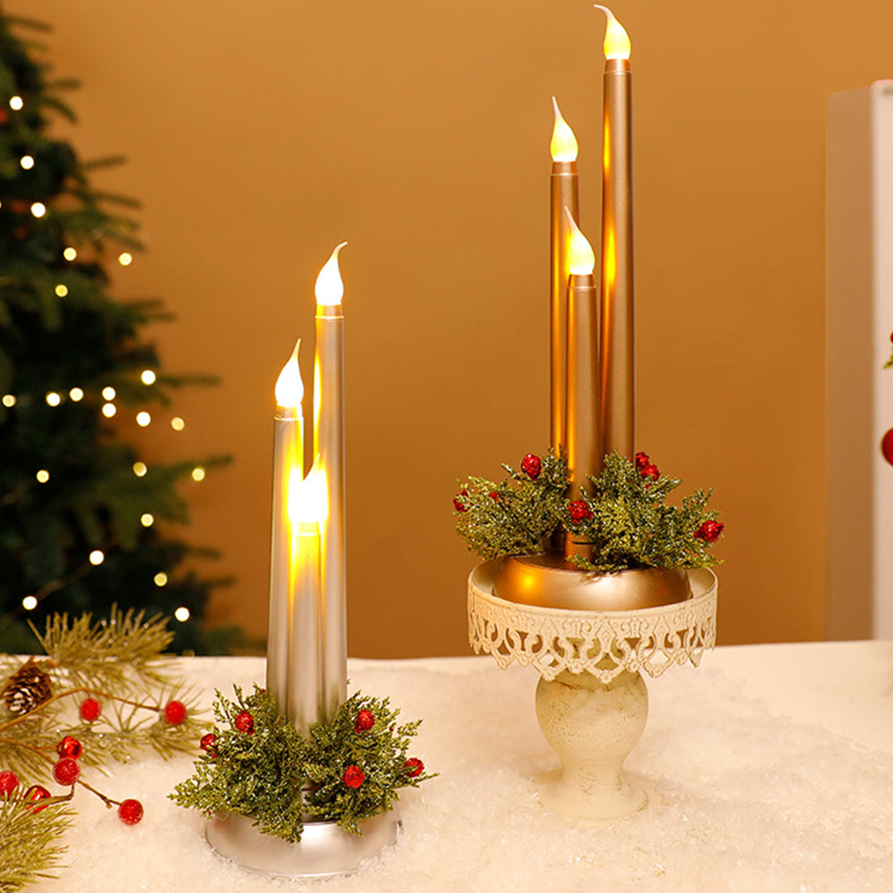 Warm Plastic LED Christmas Candlestick Lights for Festive Home Decoration and Ambience