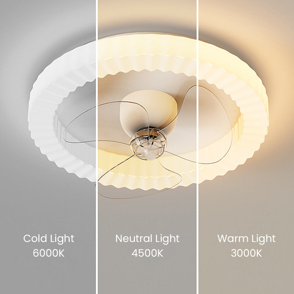 White Round Ceiling Fan with LED Lighting for Bedroom – Stylish and Efficient Home Ceiling Light and Air Circulator