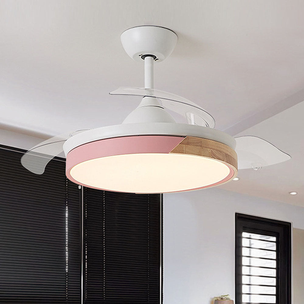 Acrylic Macaron-Inspired Ceiling Fan with Light for Restaurants - Stylish and Functional Lighting Solution