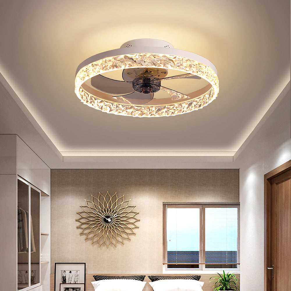 Modern Round Ceiling Fan with LED Light - Stylish Hardware Design for Enhanced Airflow and Illumination in Any Room