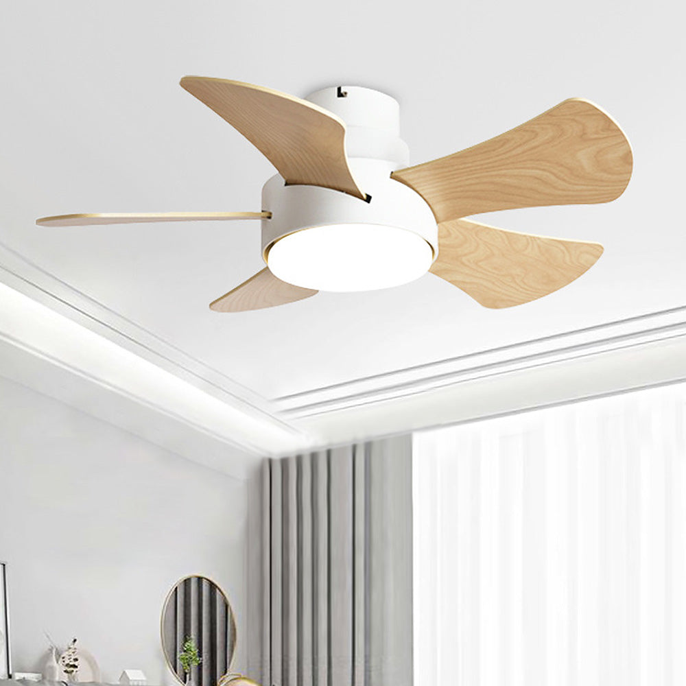 Contemporary Wood Semi-Flush Ceiling Fan with Integrated Lighting for Stylish Home Comfort and Modern Decor