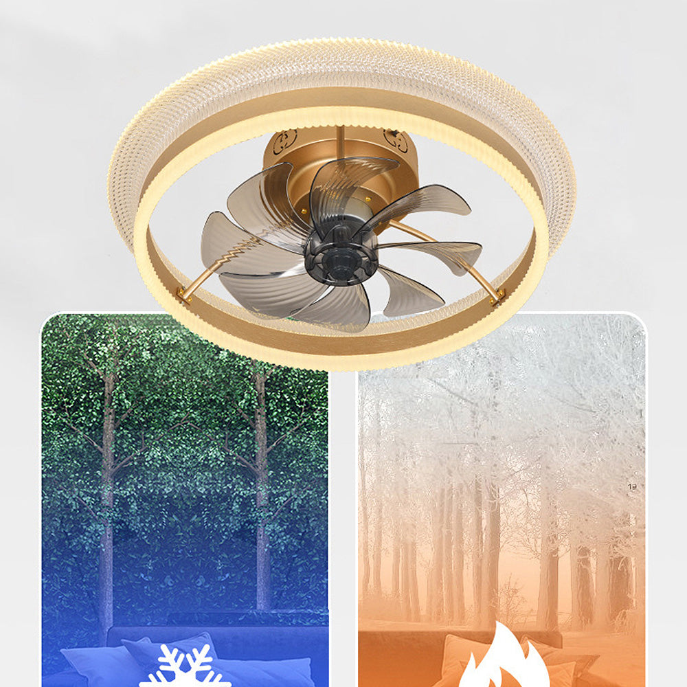 Modern Round Gold Ceiling Fan with Integrated Light Fixture for Stylish Home Illumination and Air Circulation