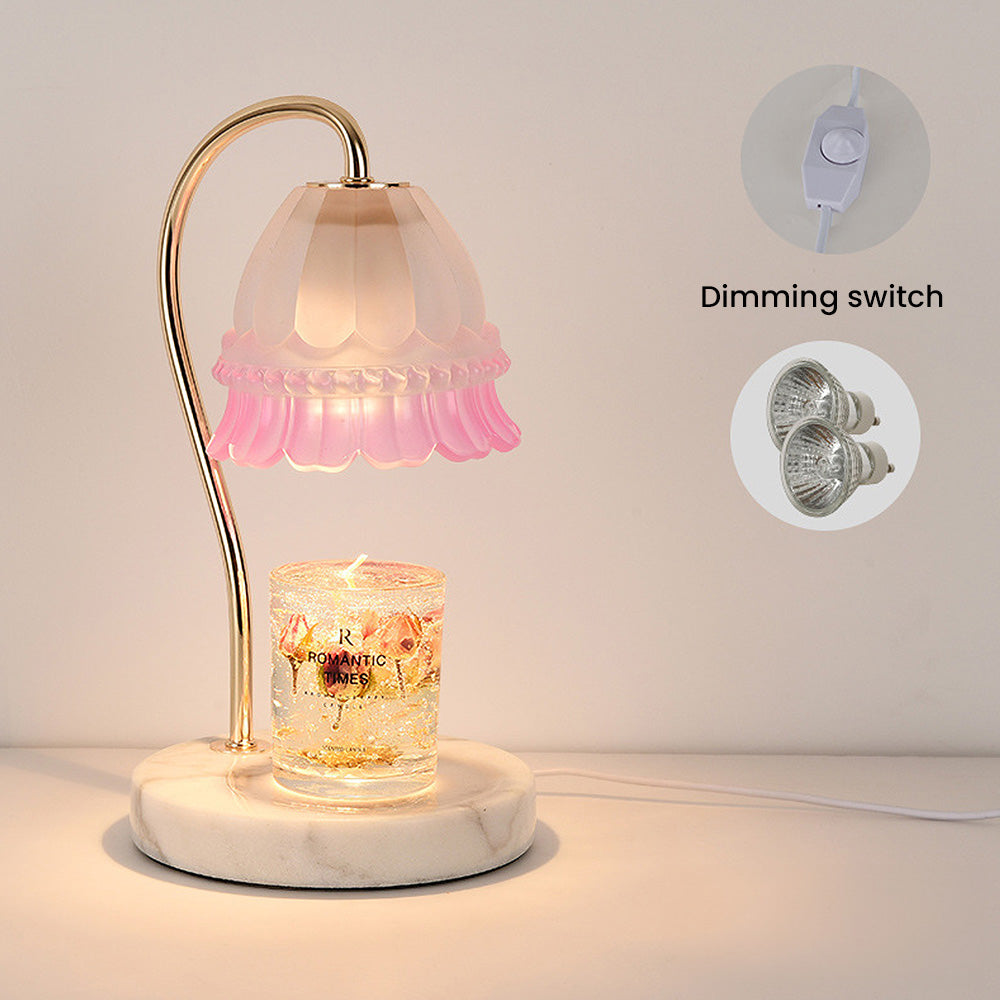 Elegant Glass Flower-Shaped Mini Candle Warming Lamp for Ambient Lighting and Home Décor