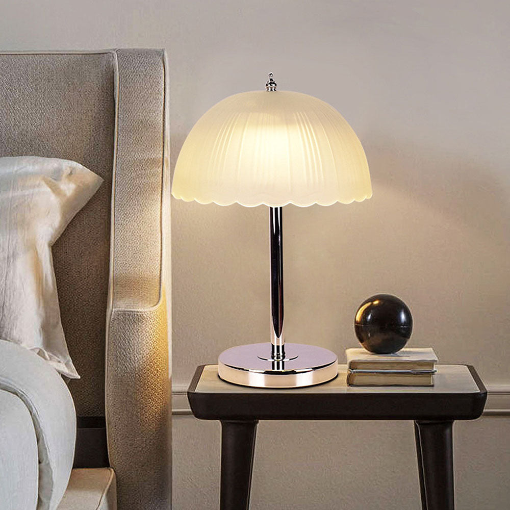 Elegant Modern White Glass Table Lamp for Bedroom - Stylish, Simple Design for Ambient Lighting and Contemporary Decor