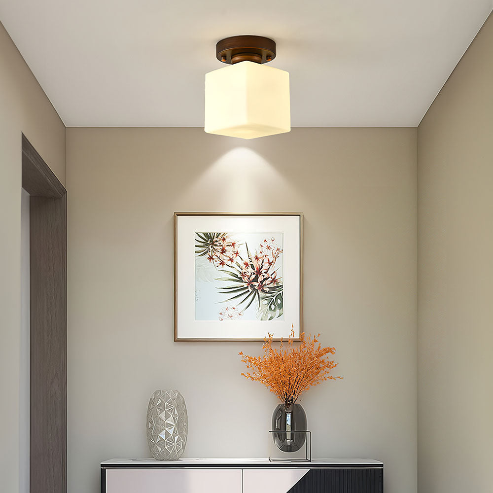 Elegant Minimalist White Semi-Flush Ceiling Light for Hallway - Modern Design, Soft Illumination, Perfect for Any Space