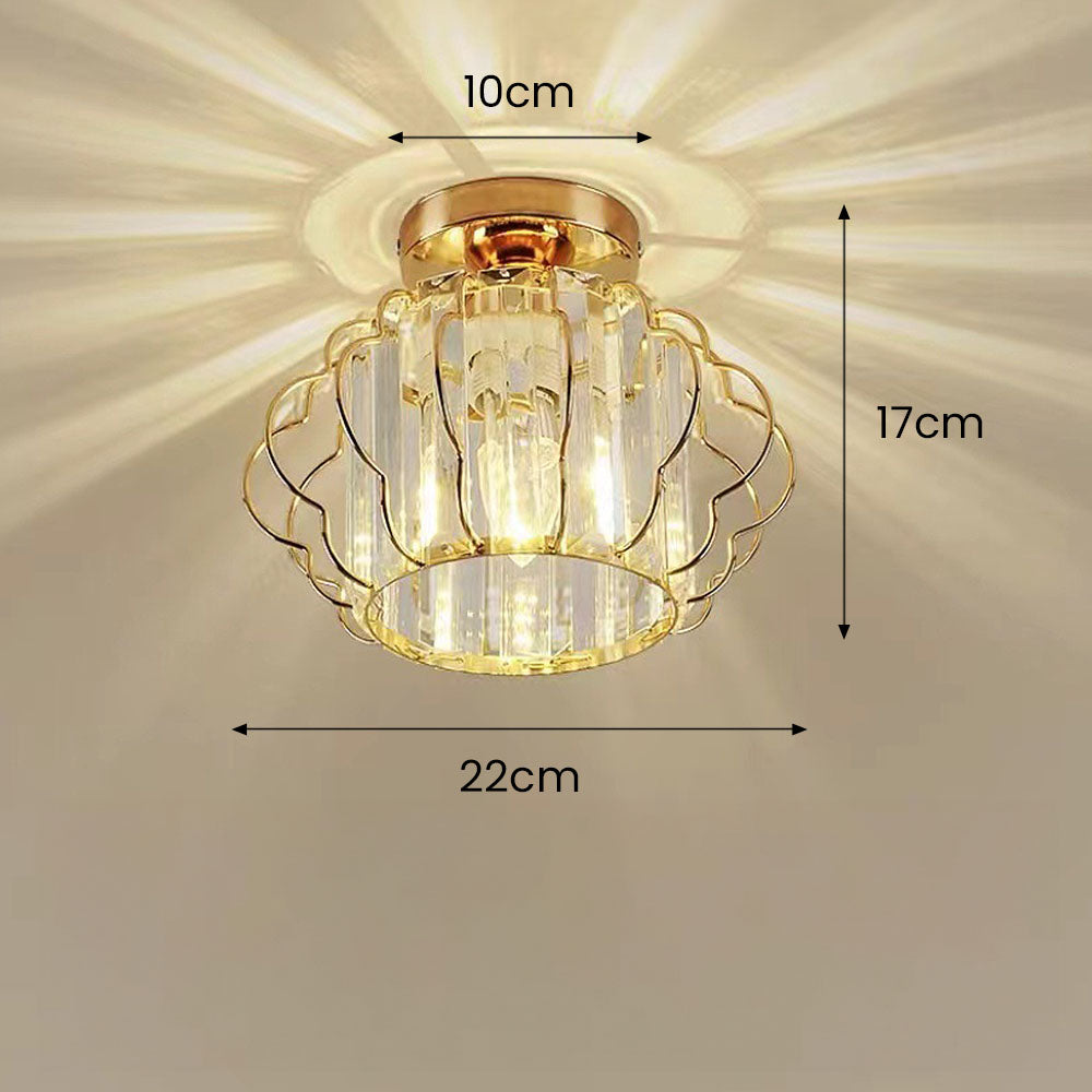 Opulent Gold Crystal Ceiling Light Fixture for Elegant Hallways – Stunning Luxury Lighting for Your Home Decor