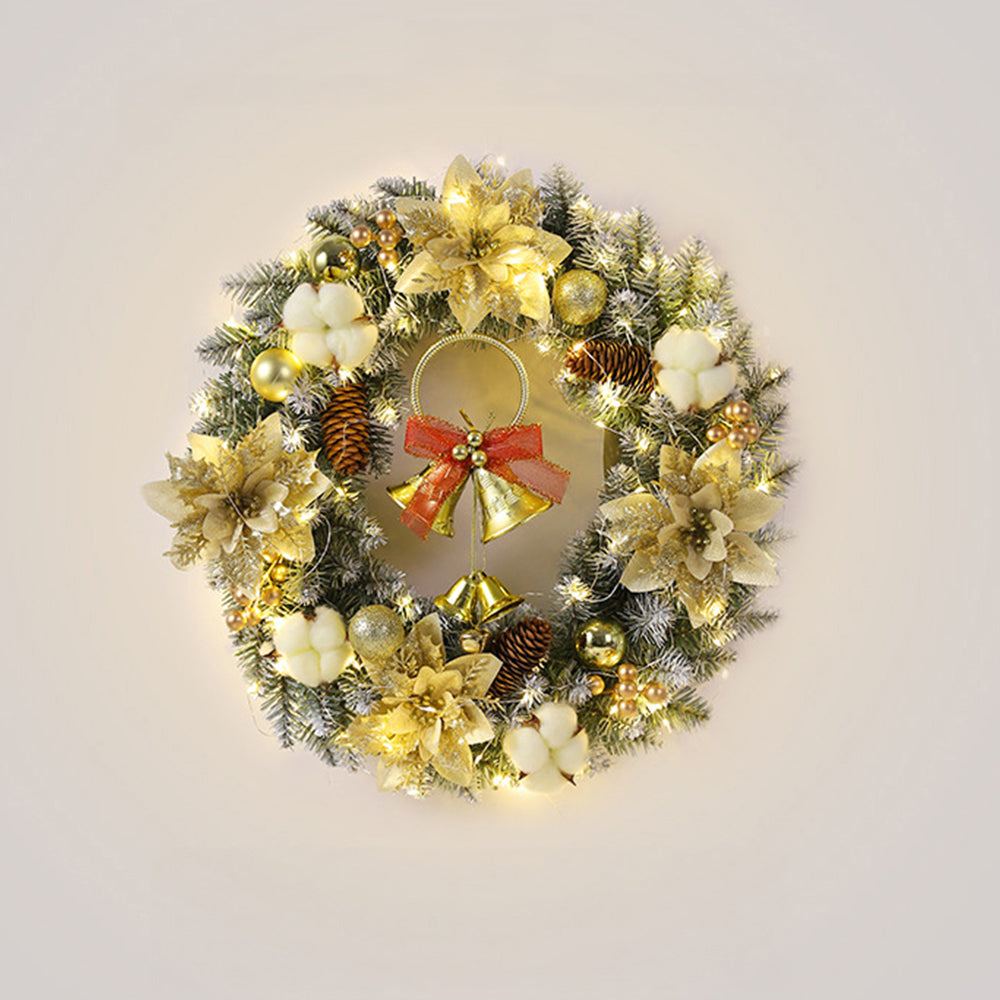 Elegant LED Christmas Wreath Ornament with Festive Bell Balls and Twinkling Lights for a Stylish Holiday Decor