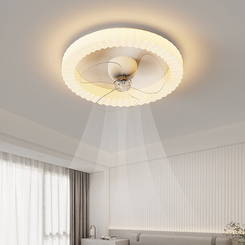 White Round Ceiling Fan with LED Lighting for Bedroom – Stylish and Efficient Home Ceiling Light and Air Circulator