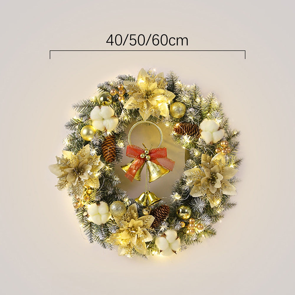 Elegant LED Christmas Wreath Ornament with Festive Bell Balls and Twinkling Lights for a Stylish Holiday Decor