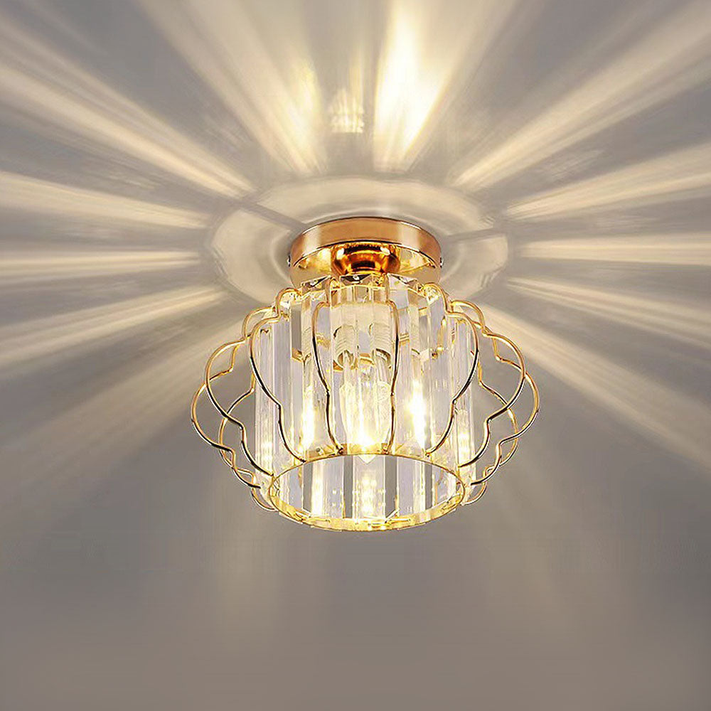 Opulent Gold Crystal Ceiling Light Fixture for Elegant Hallways – Stunning Luxury Lighting for Your Home Decor