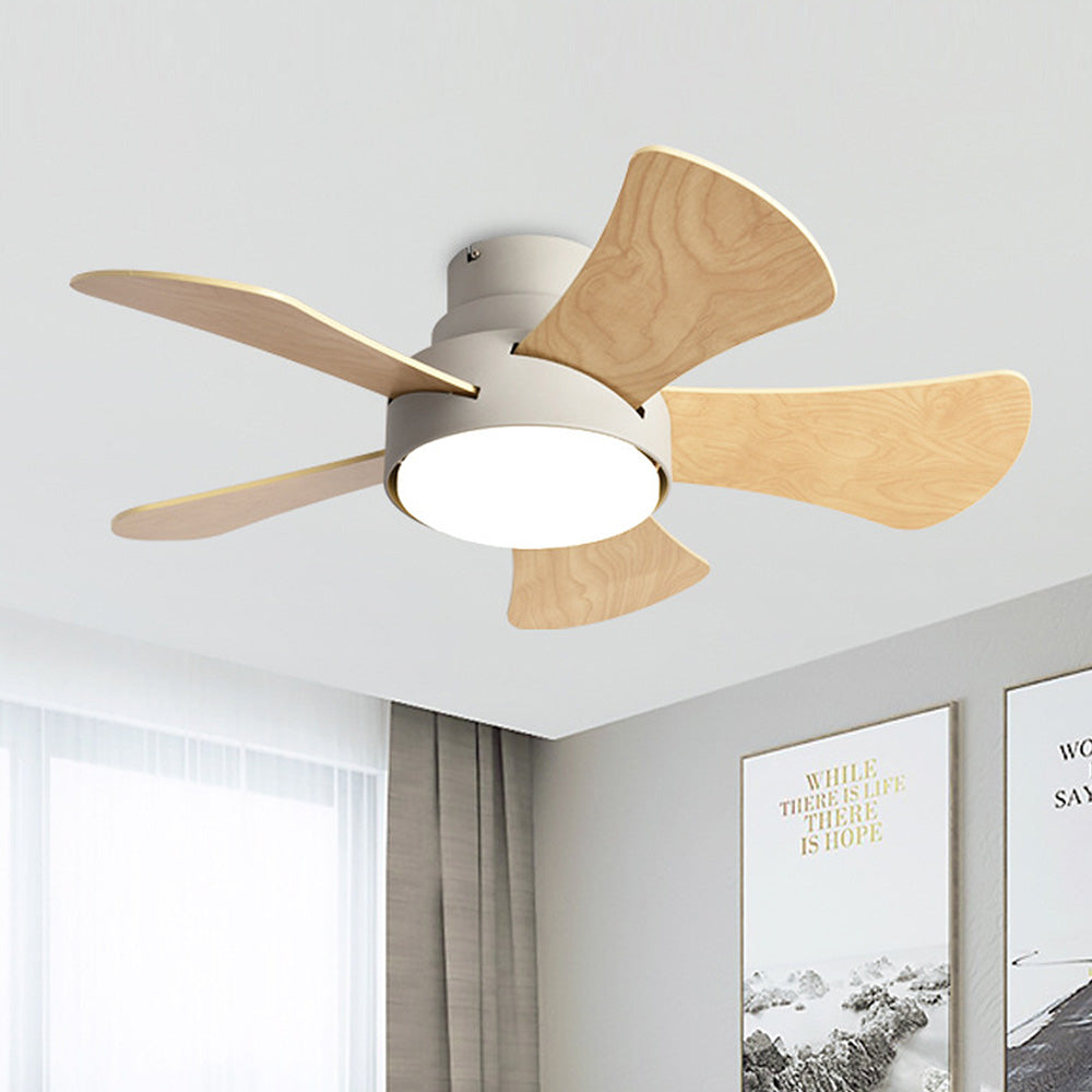 Contemporary Wood Semi-Flush Ceiling Fan with Integrated Lighting for Stylish Home Comfort and Modern Decor