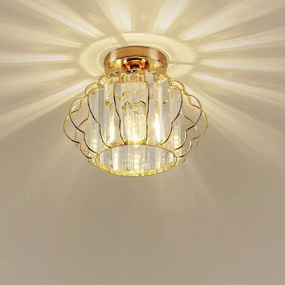 Opulent Gold Crystal Ceiling Light Fixture for Elegant Hallways – Stunning Luxury Lighting for Your Home Decor