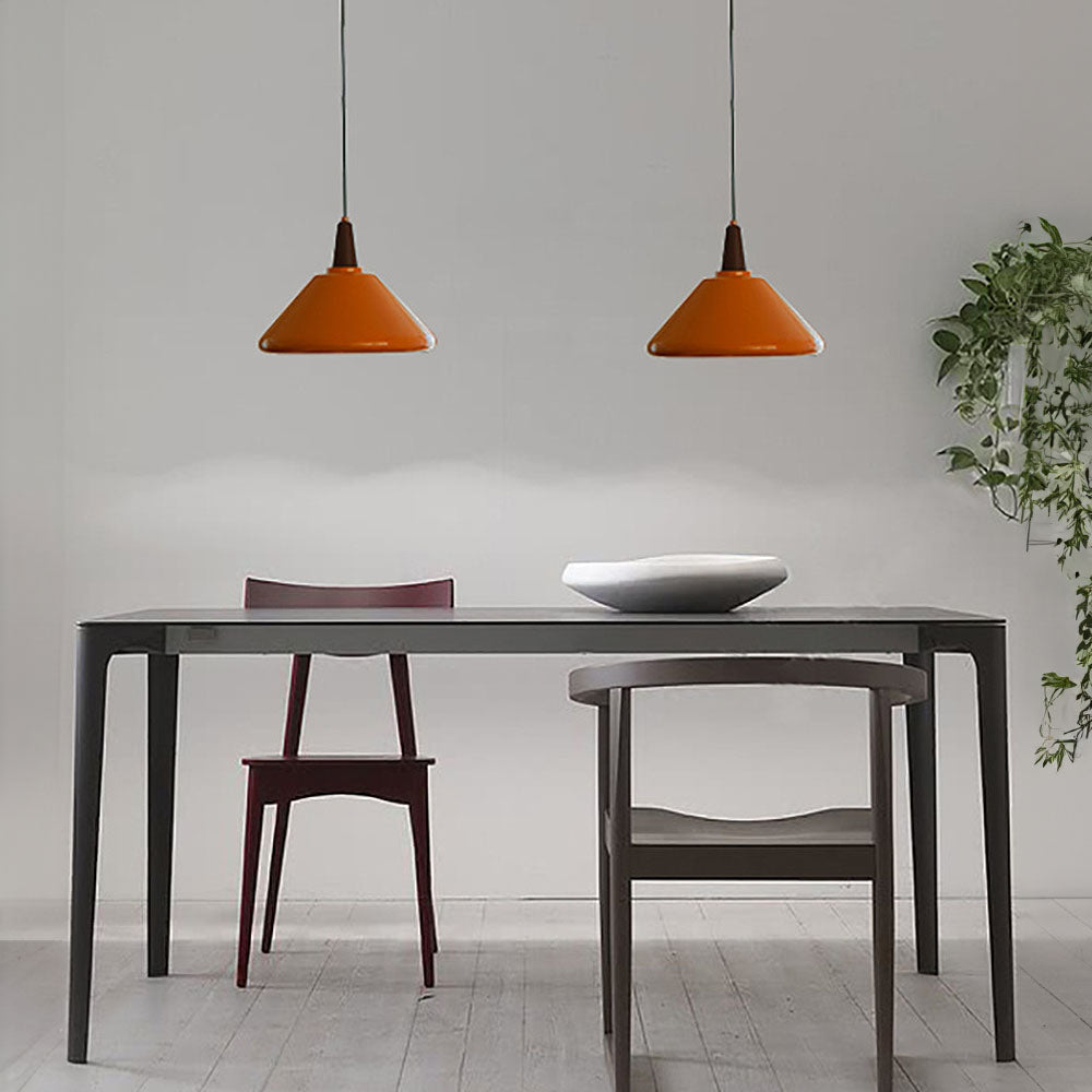 Stylish Orange Iron Pendant Light for Simple Kitchen Aesthetics - Modern Ceiling Fixture for Bright and Inviting Spaces