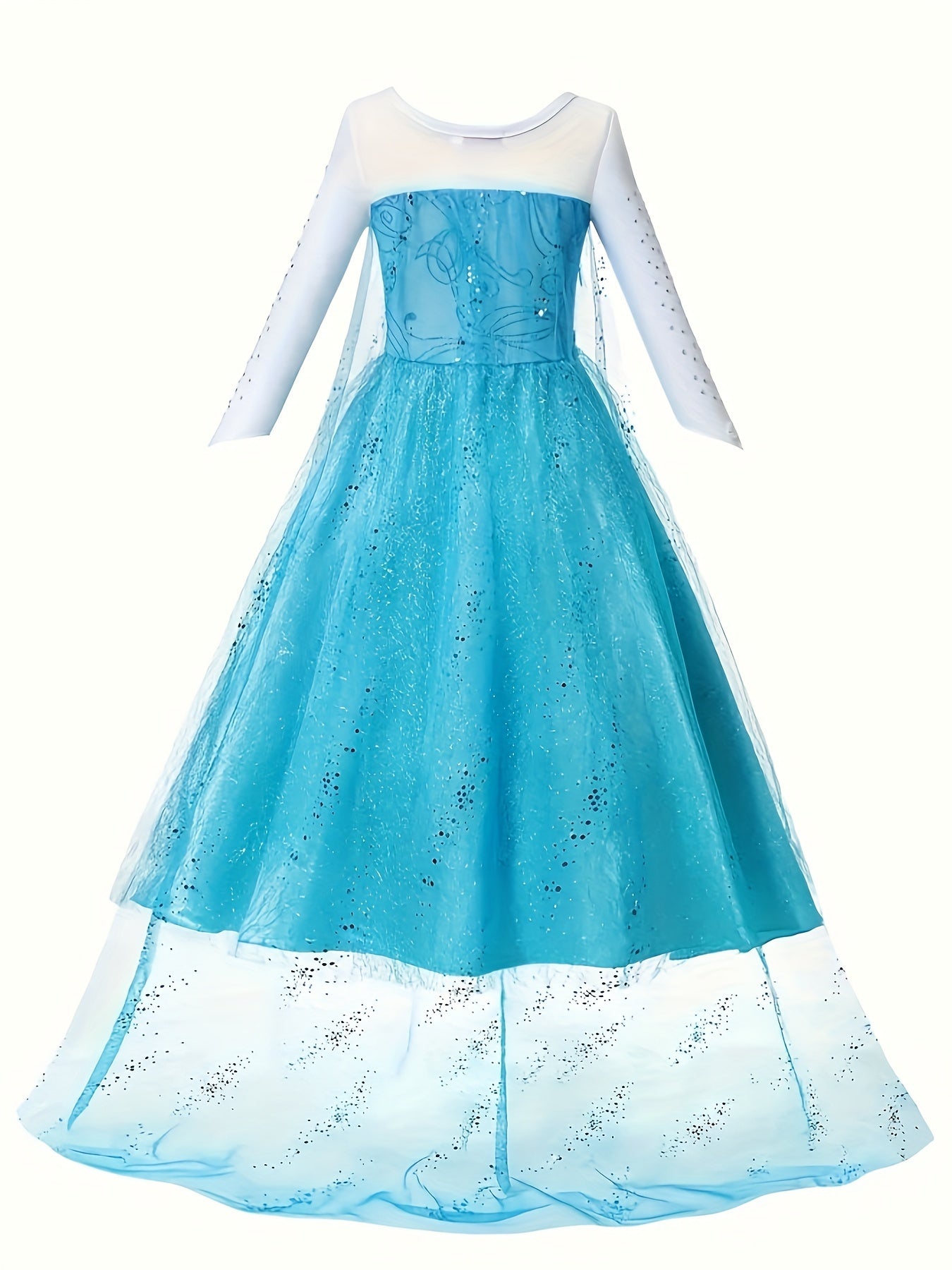Vestido de Disfraz de Princesa de Halloween con Mangas Largas y Brillo para Niñas | Maxi