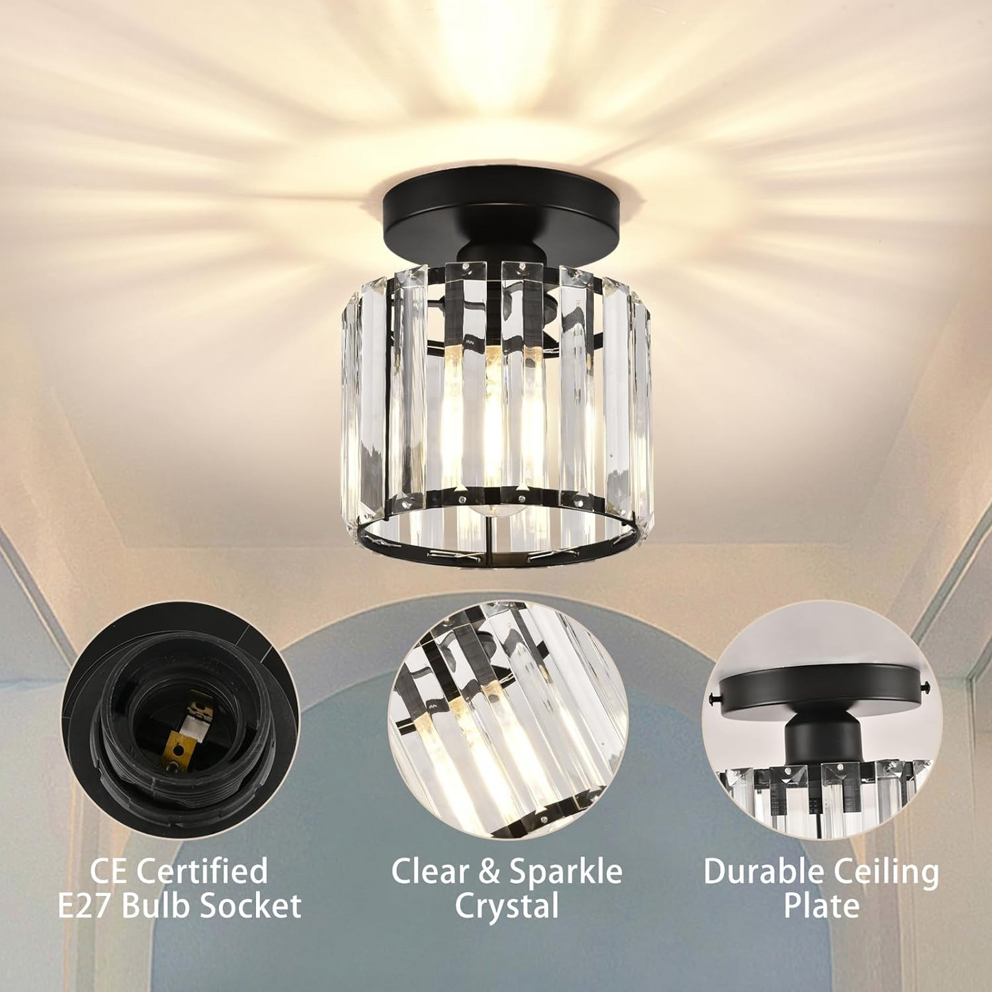 Crystal Glass Ceiling Light for Modern Interiors