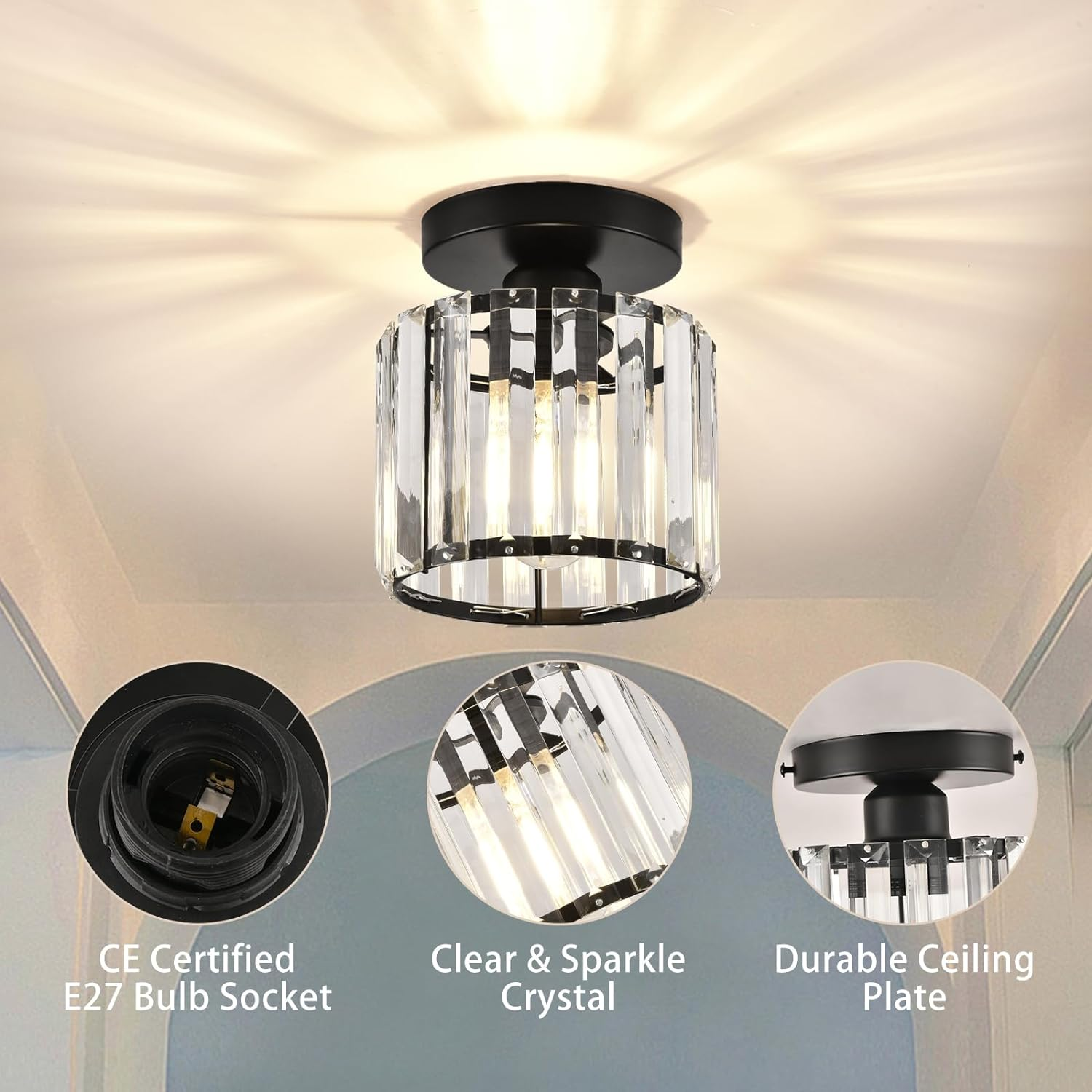 Elegant Mini Crystal Ceiling Light Fixture for Stunning Home Illumination - Chic Design and Sparkling Finish for Any Room