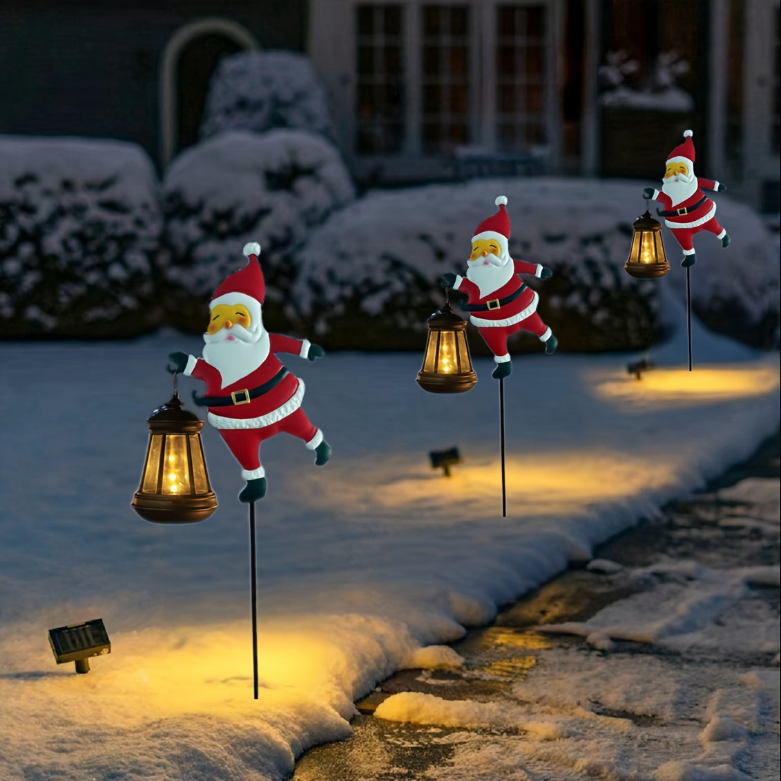 Luces solares para exteriores con faroles de Santa Claus