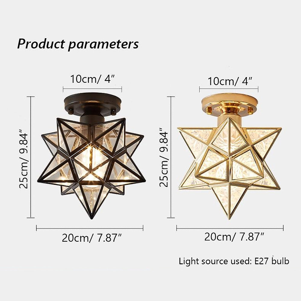 Star-Shaped Semi-Flush Mount Ceiling Light Fixture - Elegant Design for Modern Home Décor and Ambient Lighting Solutions