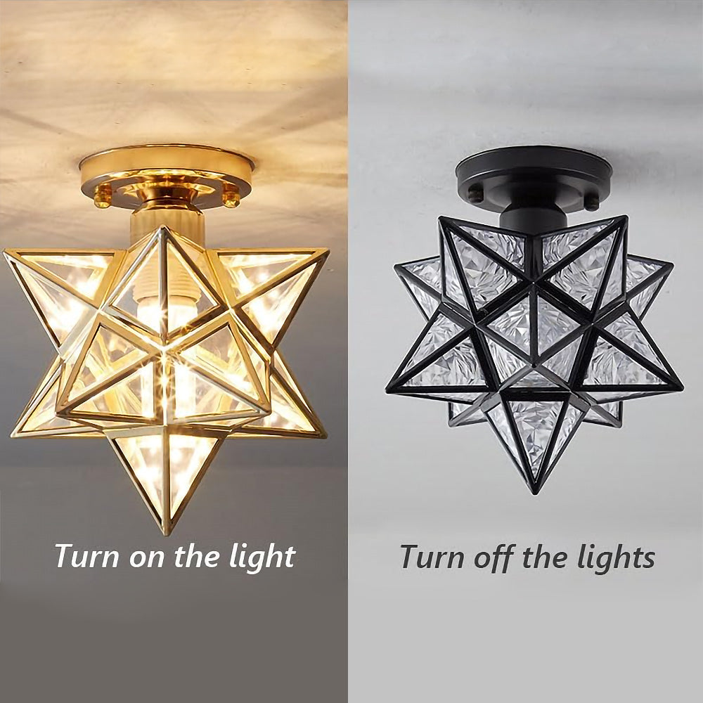 Star-Shaped Semi-Flush Mount Ceiling Light Fixture - Elegant Design for Modern Home Décor and Ambient Lighting Solutions