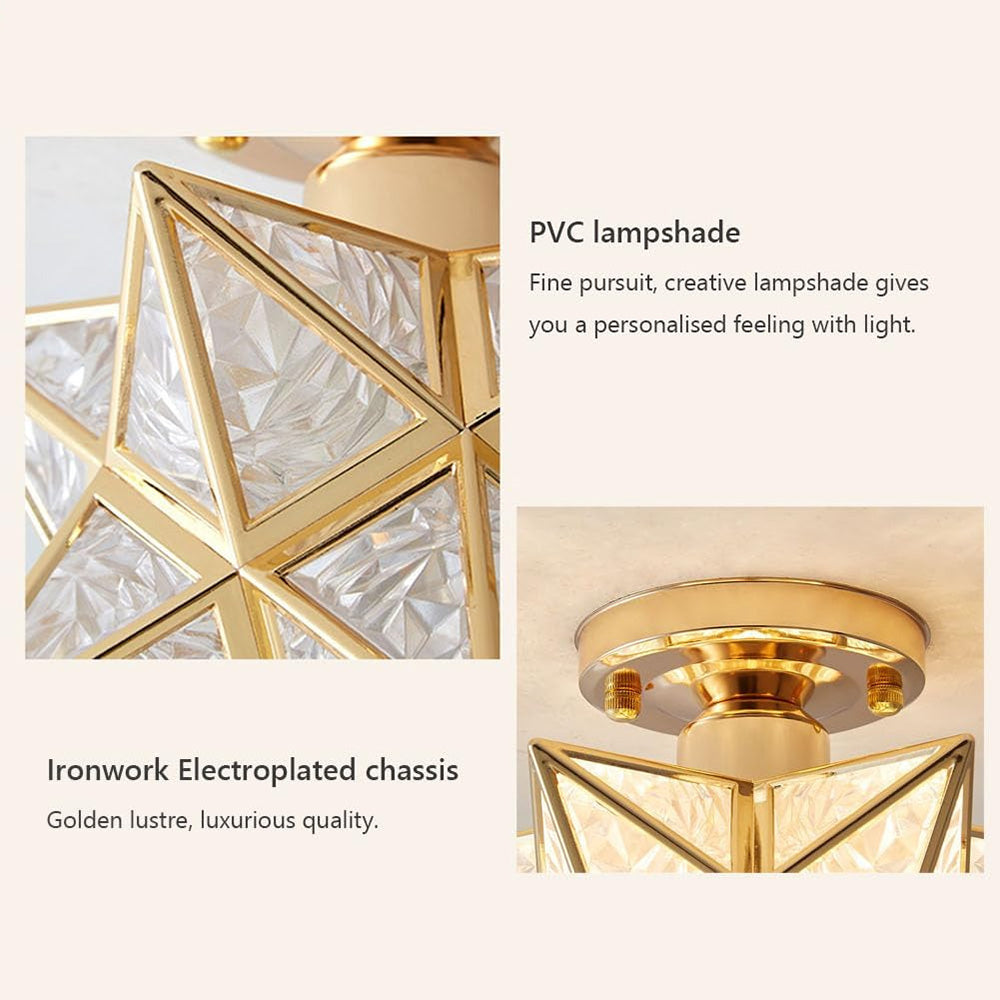 Star-Shaped Semi-Flush Mount Ceiling Light Fixture - Elegant Design for Modern Home Décor and Ambient Lighting Solutions