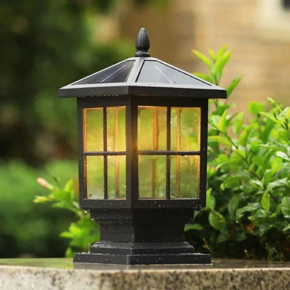 Lumière de poteau de jardin en métal noir solaire extérieure