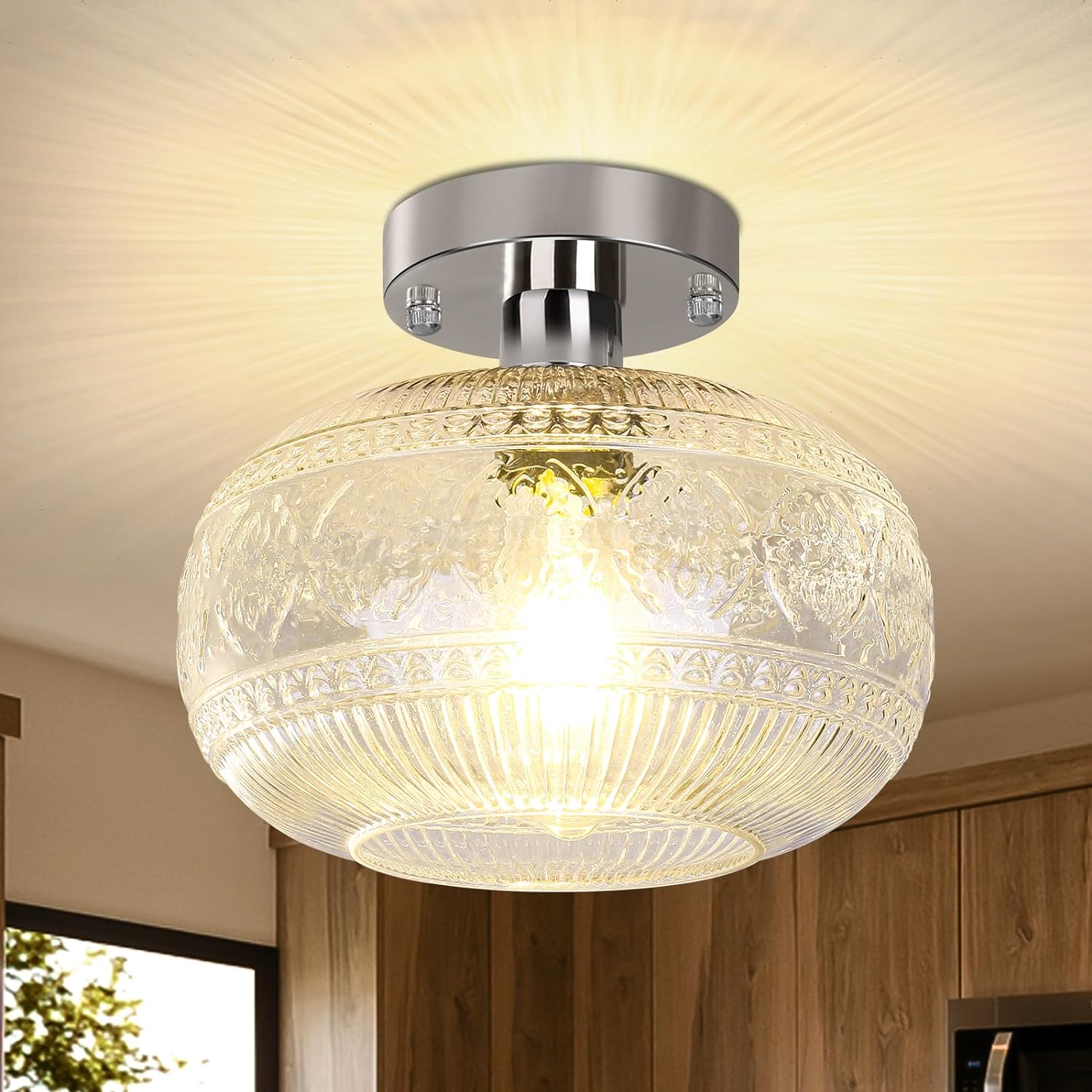 Elegant Minimalist Round Ceiling Light in Metal and Glass - Luxury Illumination for Modern Interiors