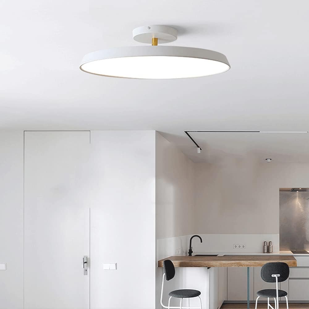 Minimalist White LED Semi-Flush Ceiling Light Fixture for Bedroom Ambience and Modern Home Decor