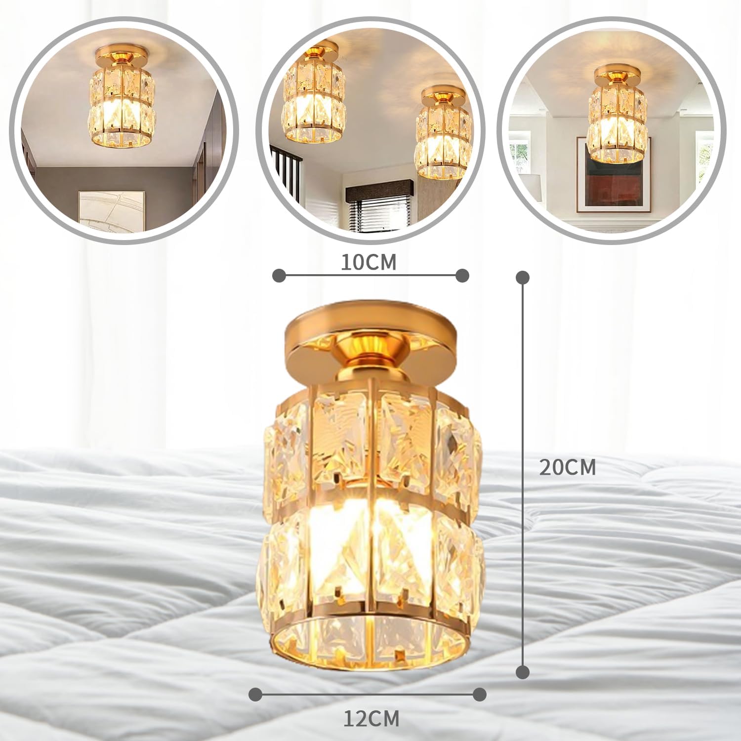 Contemporary Gold Glass Semi-Flush Ceiling Light for Hallway - Elegant Lighting Fixture for Modern Interiors