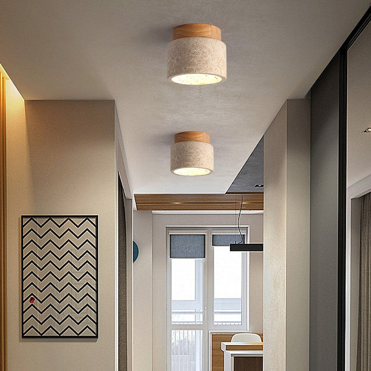 Wooden Simplicity Cylindrical Ceiling Light for Hallway – Elegant and Modern Lighting Solution for Your Home