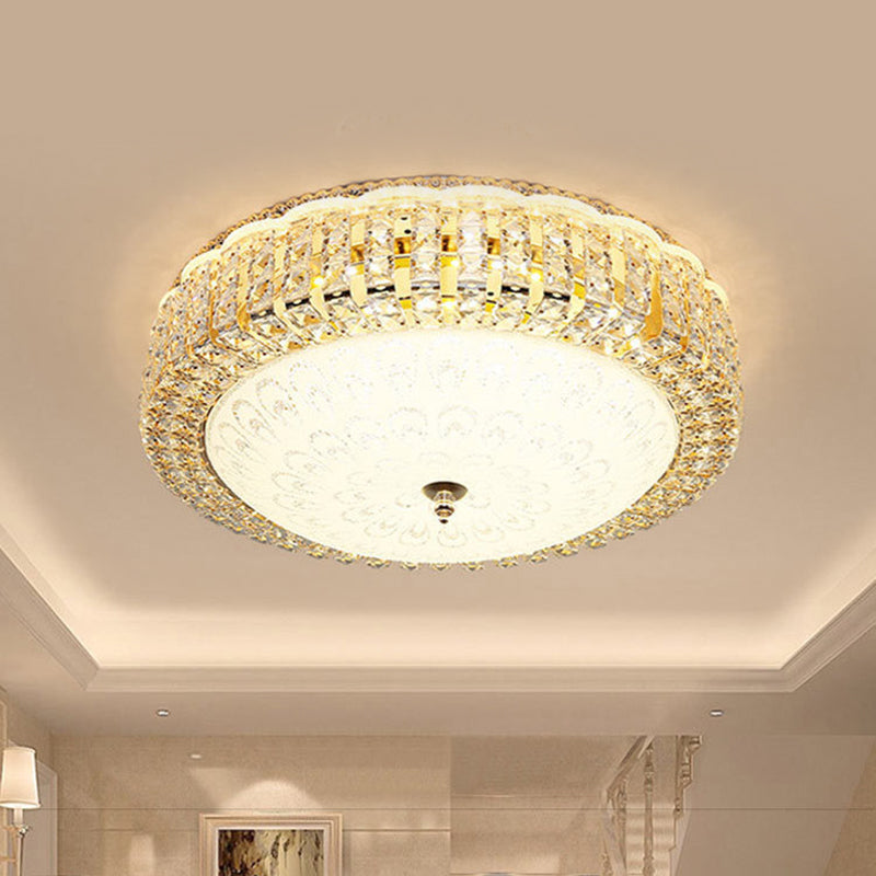 Contemporary Round Crystal Ceiling Light Fixture for Bedroom Elegance and Style - Perfect Lighting Solution for Modern Homes