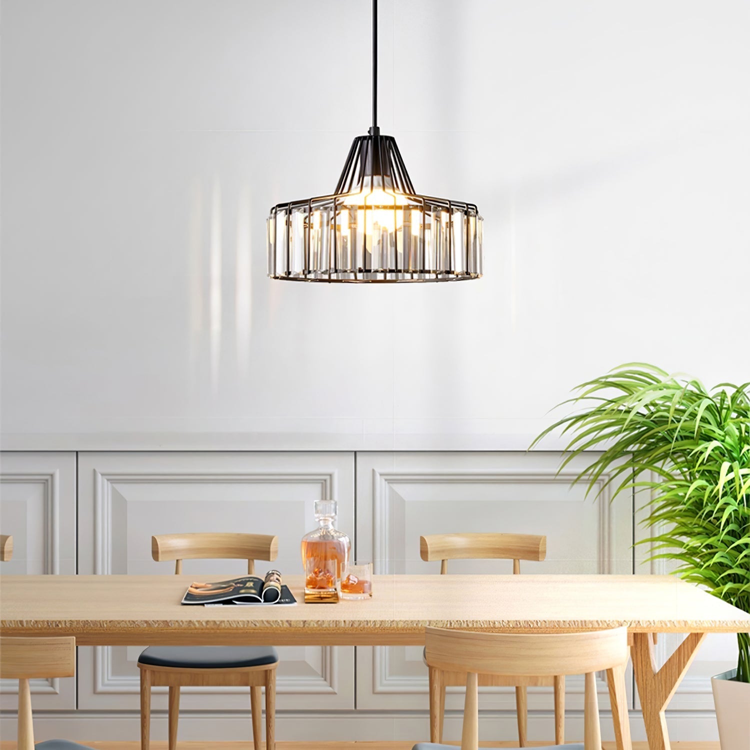 Elegant Modern Black Crystal Pendant Light Fixture for Stylish Home Décor and Ambient Illumination in Any Room