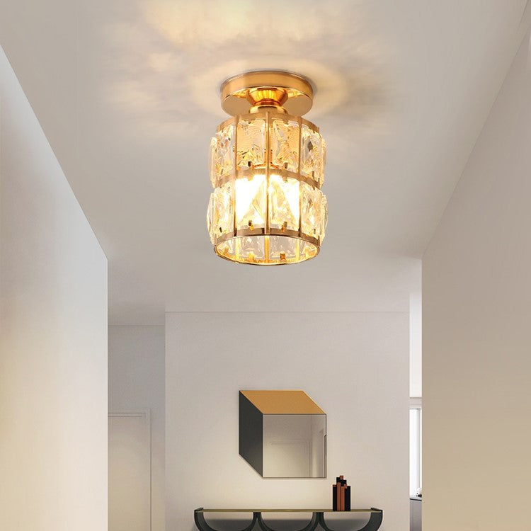 Contemporary Gold Glass Semi-Flush Ceiling Light for Hallway - Elegant Lighting Fixture for Modern Interiors