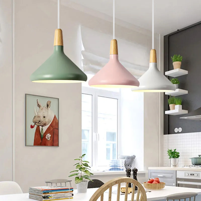 Nordic Macaron Inspired Wooden Pendant Light – Stylish and Creative Lighting Solution for Modern Interiors